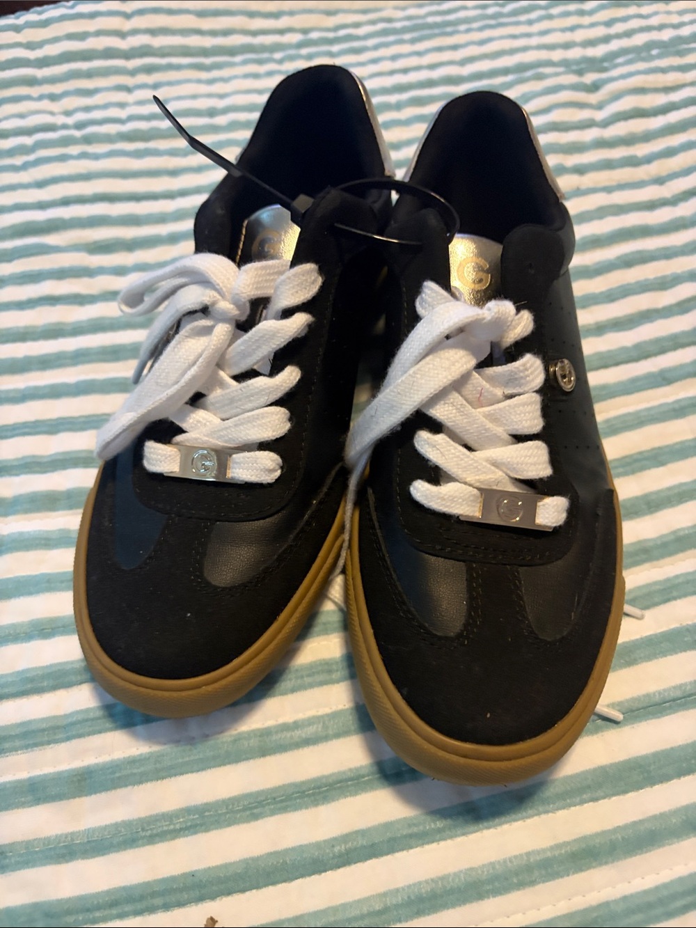 G by Guess Black and Gum Kids Lace-Up Sneakers